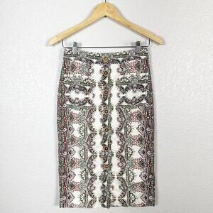 Maeve by Anthropologie Women's Kaleidoscope Button-Front Pencil Skirt Size‎ 0